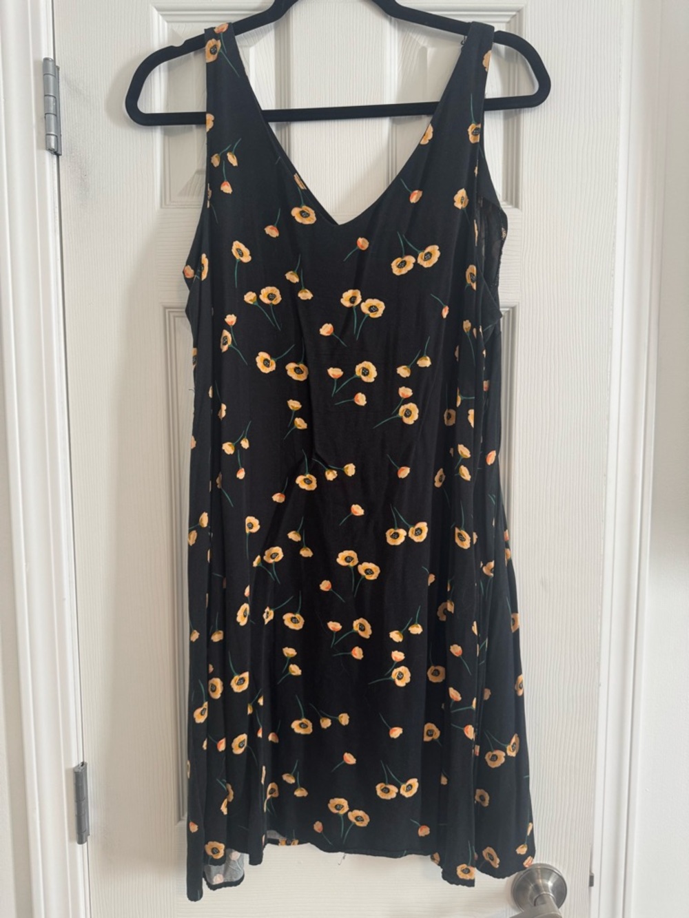 POPSUGAR Black Midi Dress with Yellow Floral Print - Picture 5 of 5